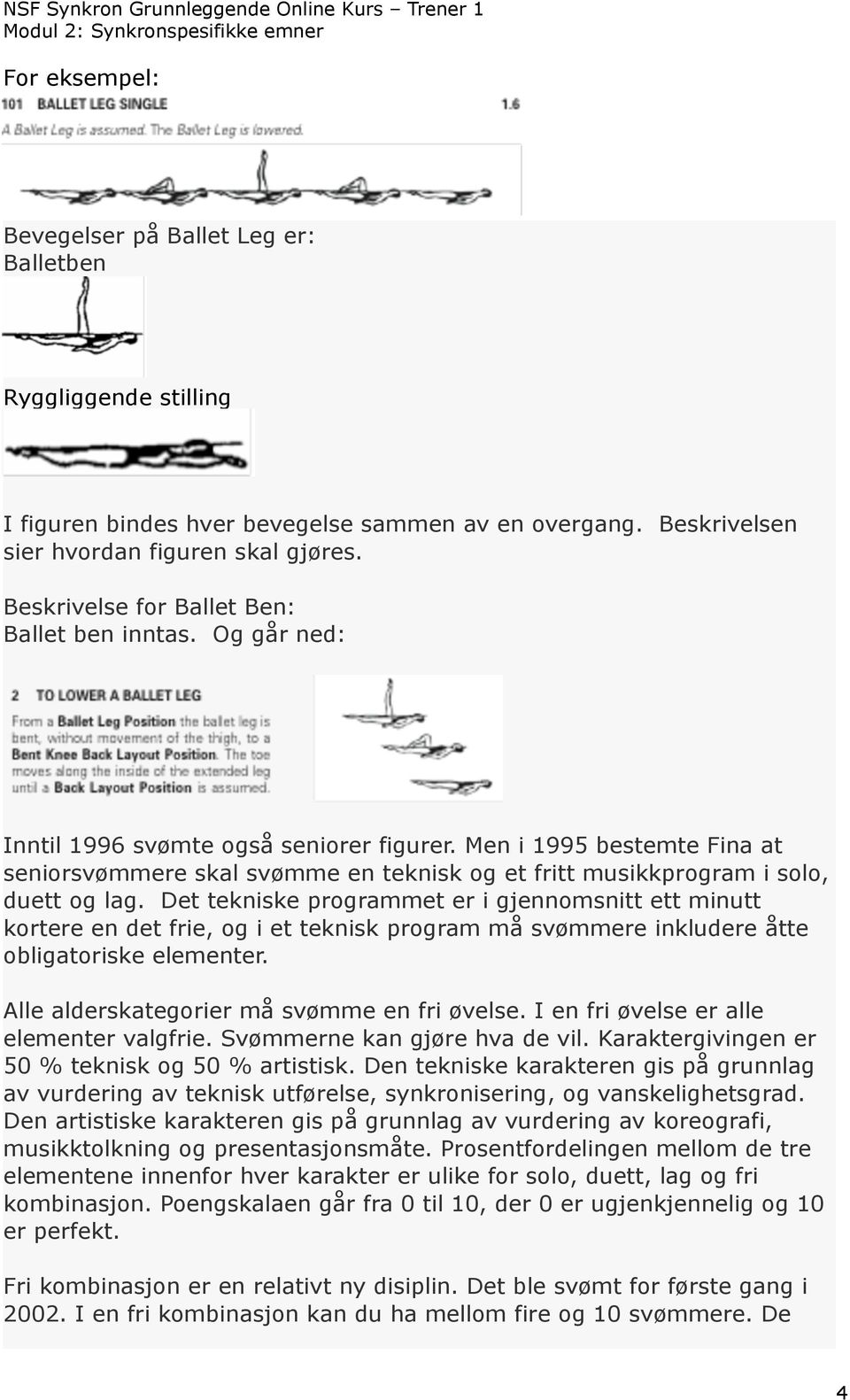 Men i 1995 bestemte Fina at seniorsvømmere skal svømme en teknisk og et fritt musikkprogram i solo, duett og lag.