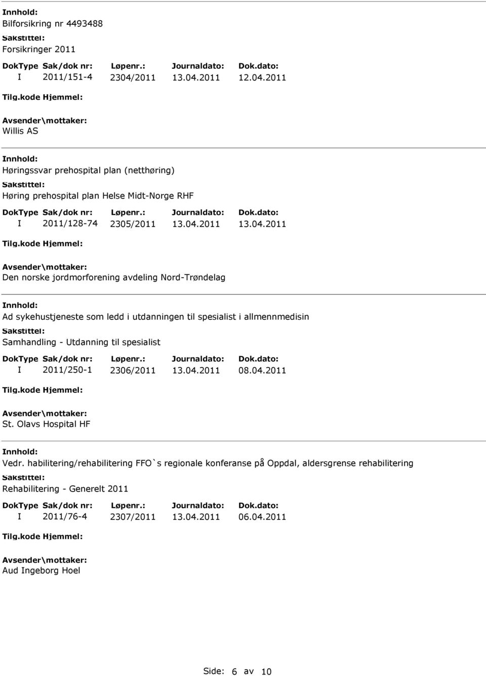 i allmennmedisin Samhandling - tdanning til spesialist 2011/250-1 2306/2011 St. Olavs Hospital HF Vedr.