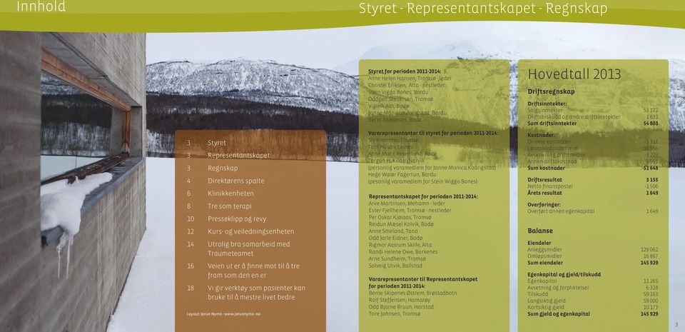 no Styret for perioden 2011-2014: Anne Helen Hansen, Tromsø - leder Christel Eriksen, Alta - nestleder Stein Viggo Bones, Bardu Oddgeir Stenersen, Tromsø Vigleik Aas, Bodø Janne-Monica Kaarigstad,