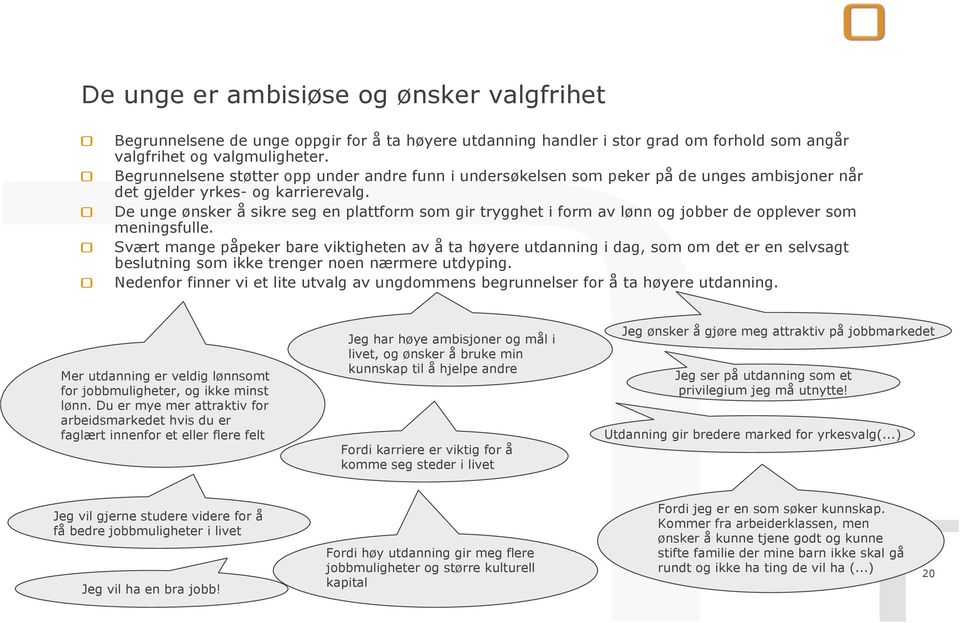 De unge ønsker å sikre seg en plattform som gir trygghet i form av lønn og jobber de opplever som meningsfulle.