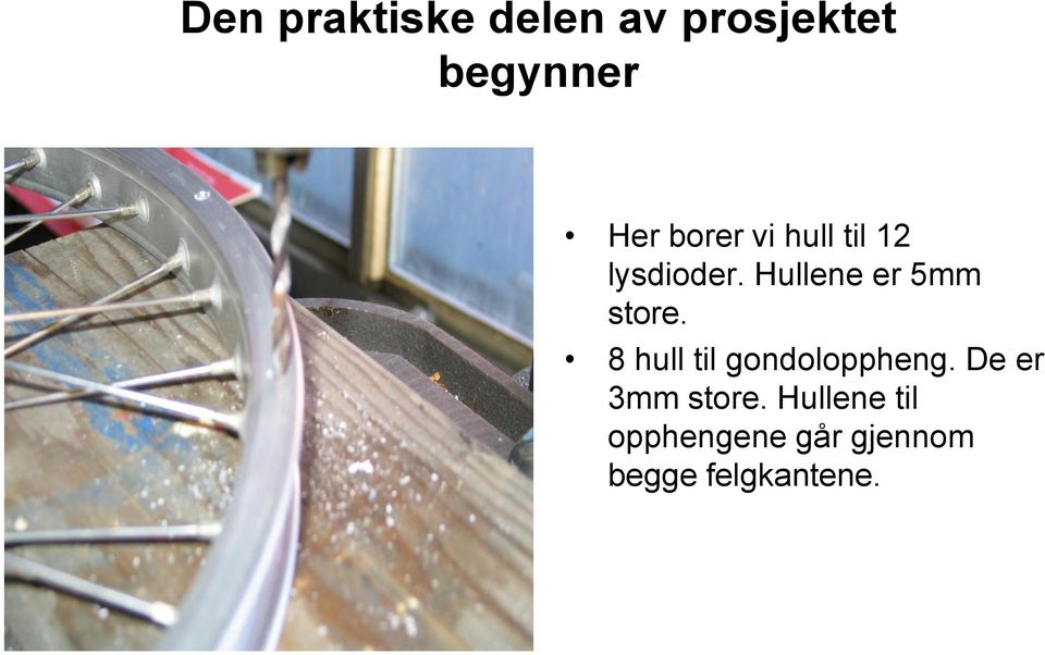 Hullene er 5mm store. 8 hull til gondoloppheng.