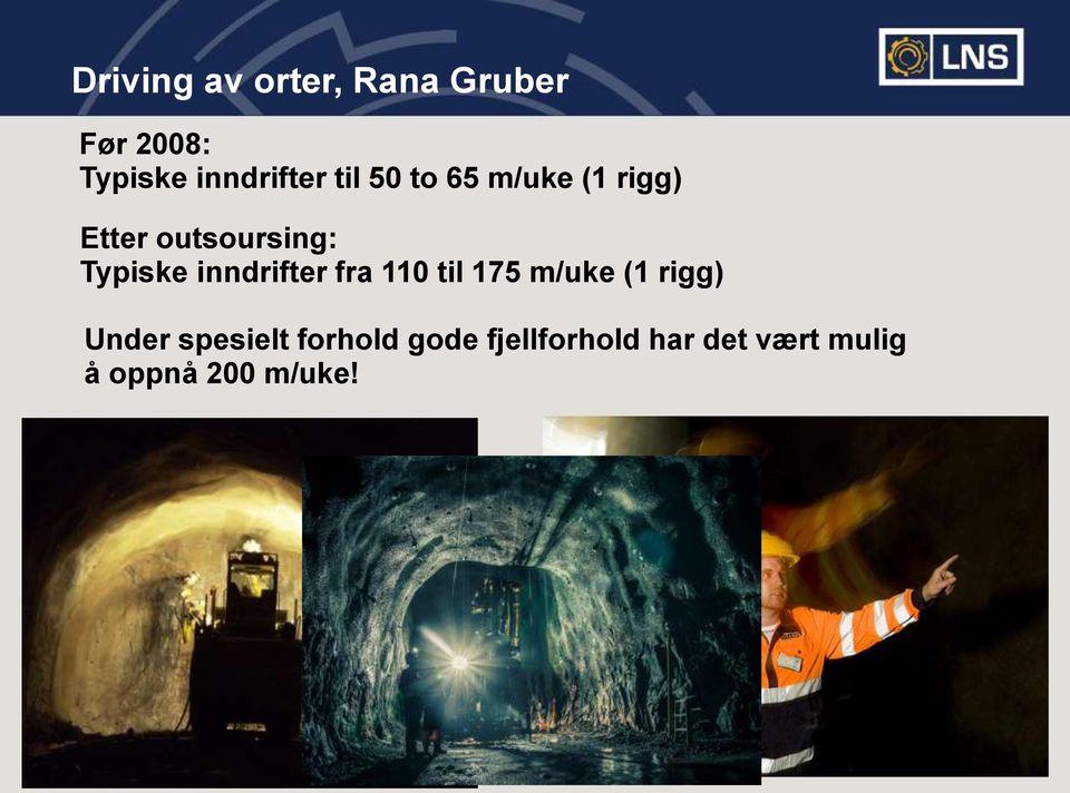 inndrifter fra 110 til 175 m/uke (1 rigg) Under spesielt