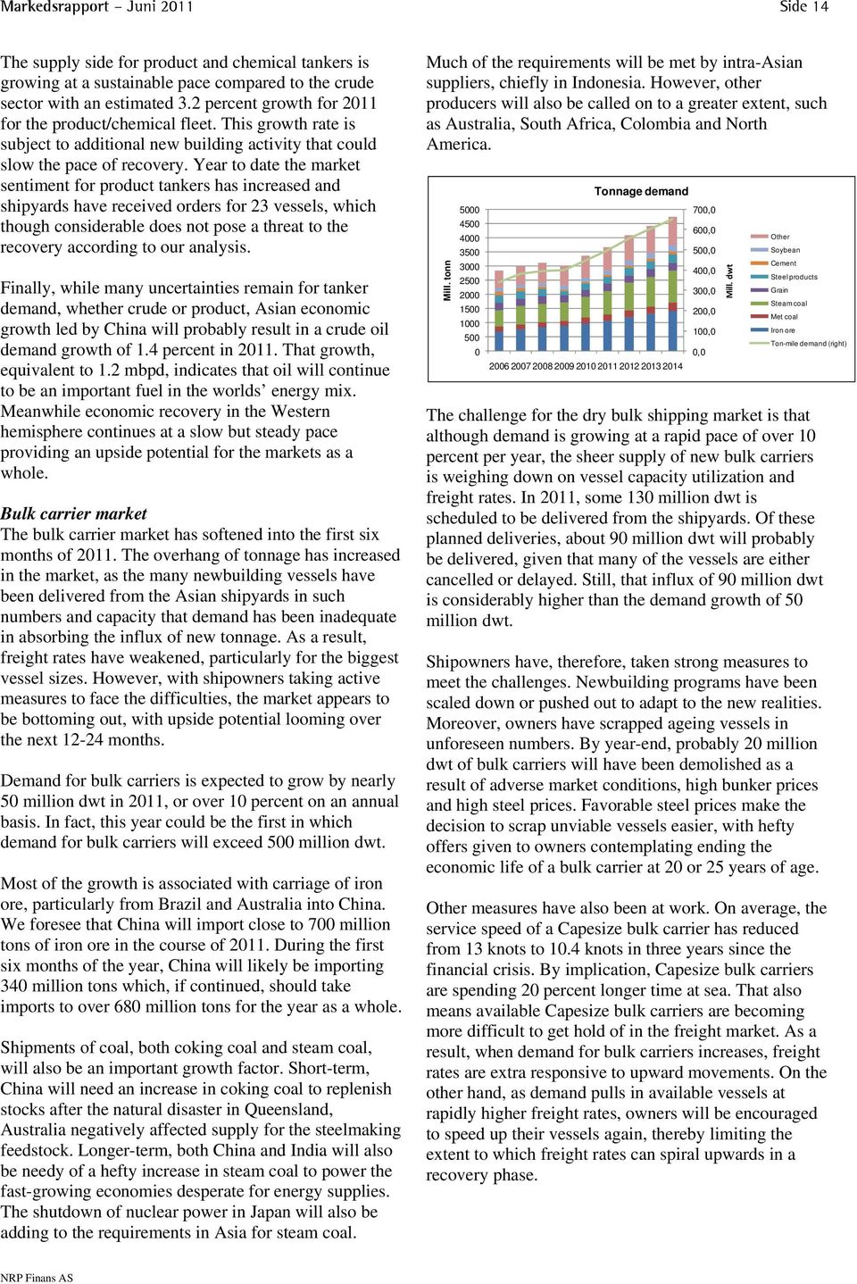 Year to date the market sentiment for product tankers has increased and shipyards have received orders for 23 vessels, which though considerable does not pose a threat to the recovery according to