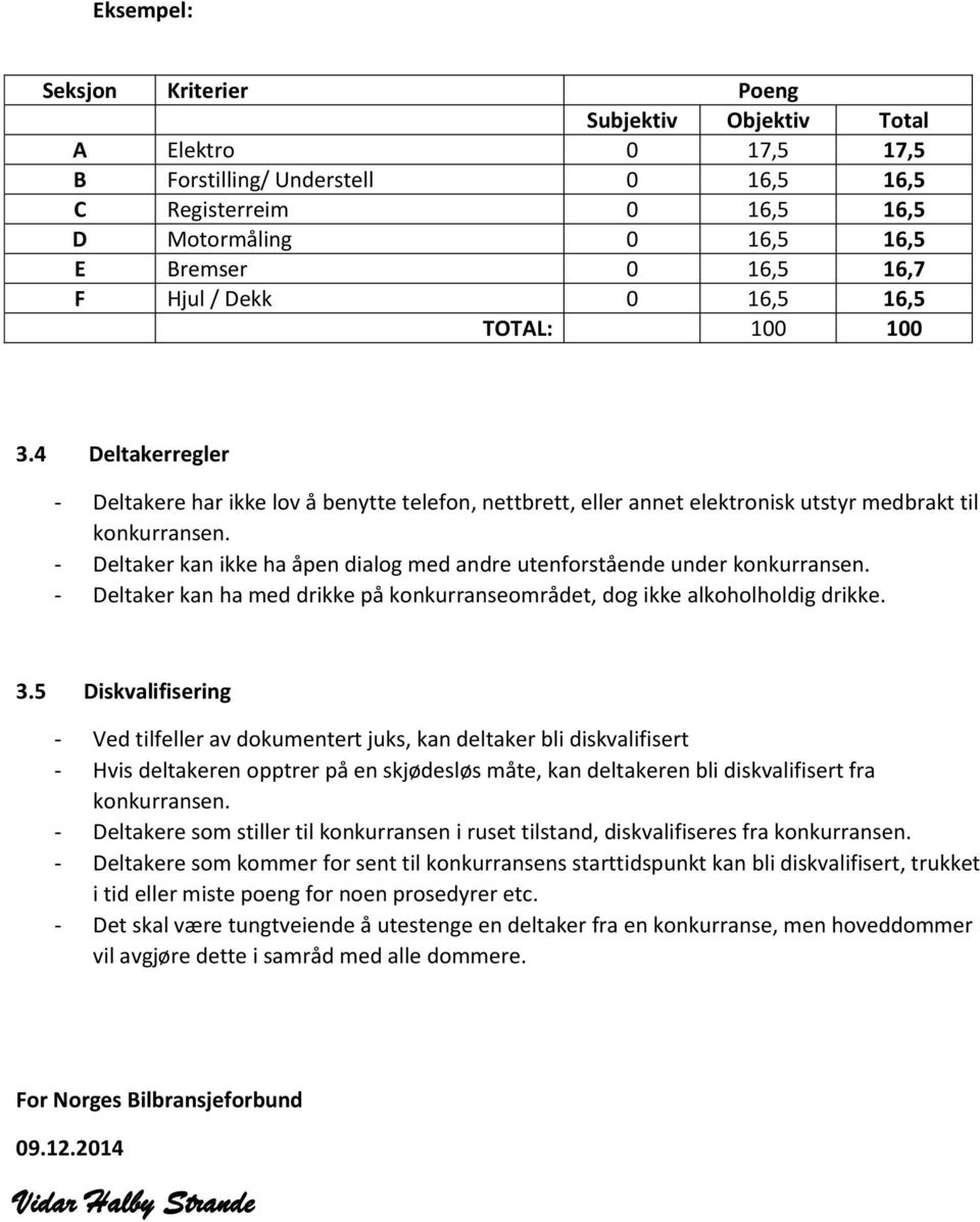 - Deltaker kan ikke ha åpen dialog med andre utenforstående under konkurransen. - Deltaker kan ha med drikke på konkurranseområdet, dog ikke alkoholholdig drikke. 3.