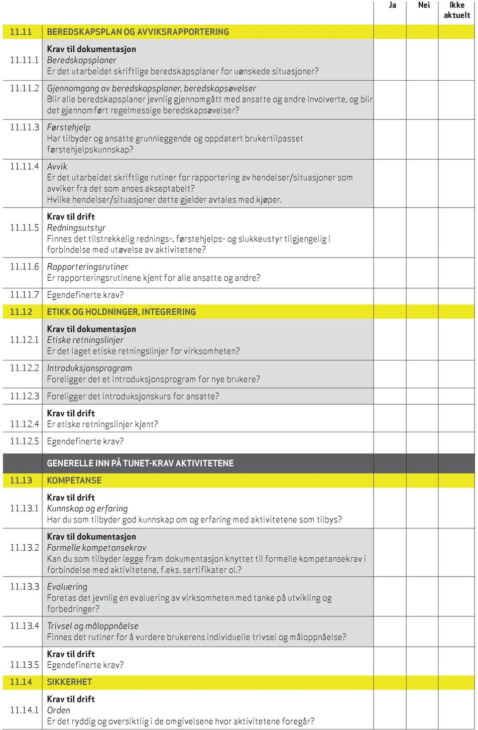 Hvilke hendelser/situasjoner dette gjelder avtales med kjøper. 11.