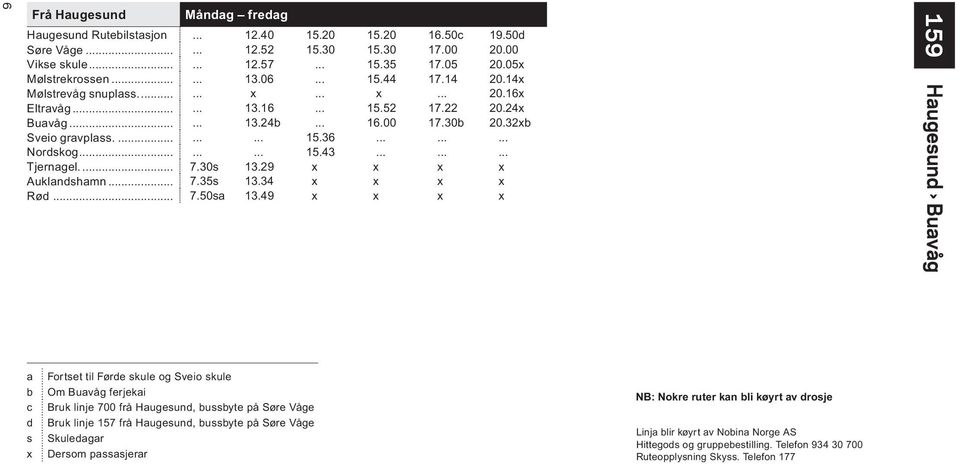 ........ 15.43......... Tjernagel... 7.30s 13.29 x x x x Auklandshamn... 7.35s 13.34 x x x x Rød... 7.50sa 13.