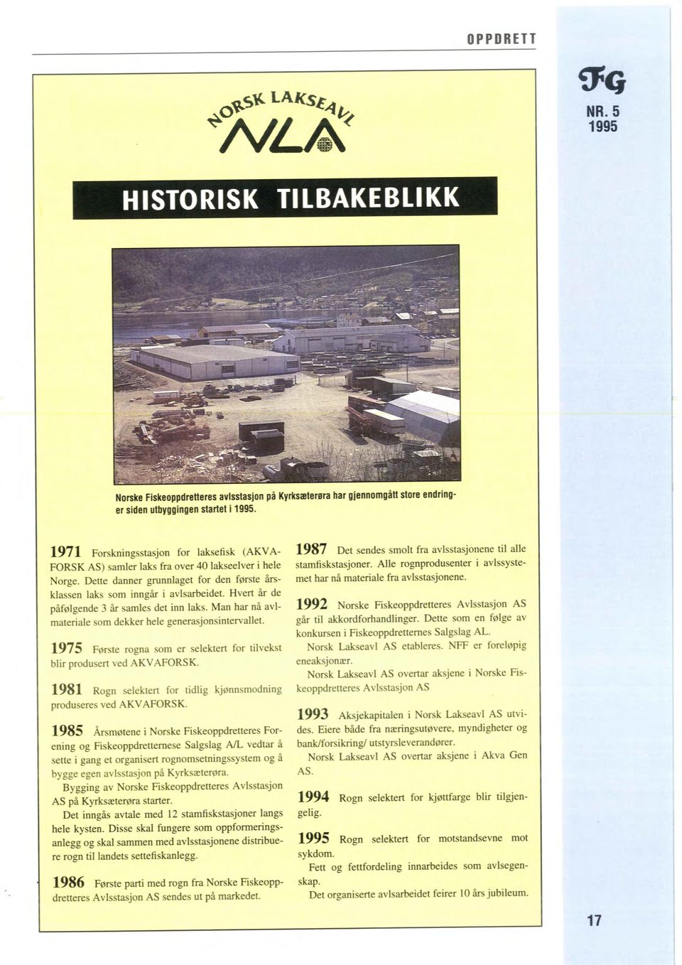 Hvert år de påfølgende 3 år amles det inn lak. Man har nå avlmateriale som dekker hele generasjon intervallet. 1975 Første rogna om er selektert for tilvekst blir produsert ved AKV AFORSK.