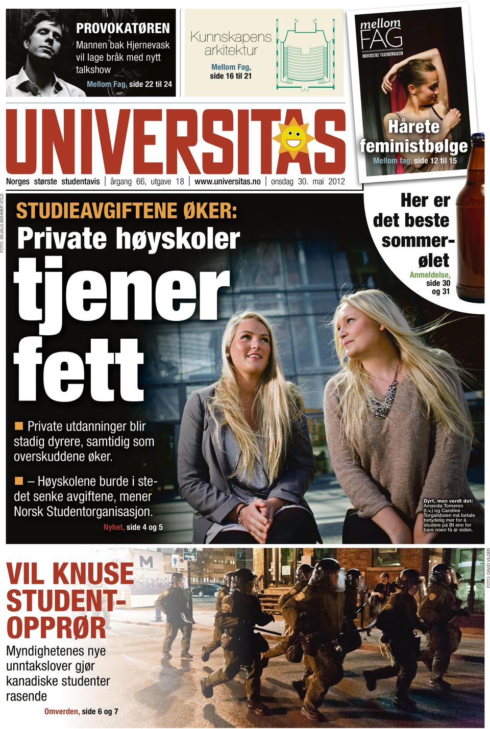 Høyskolene burde i stedet senke avgiftene, mener Norsk Studentorganisasjon.
