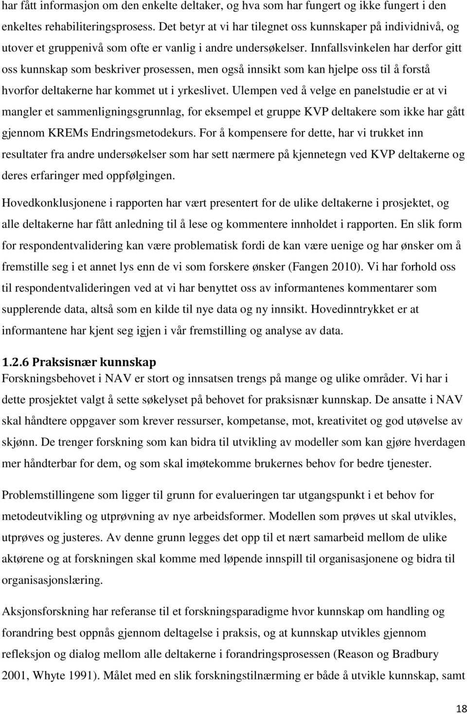 Innfallsvinkelen har derfor gitt oss kunnskap som beskriver prosessen, men også innsikt som kan hjelpe oss til å forstå hvorfor deltakerne har kommet ut i yrkeslivet.