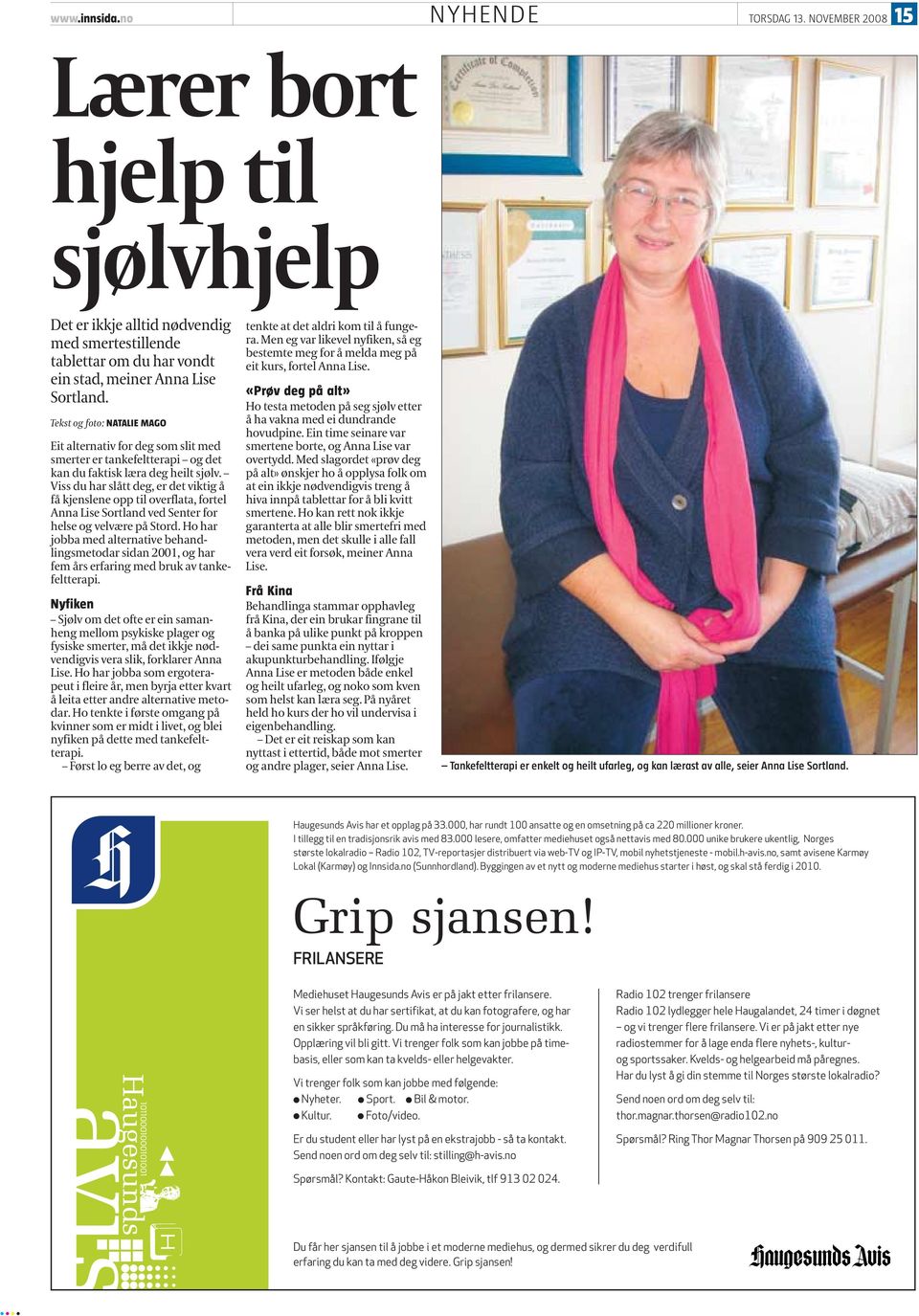 Viss du har slått deg, er det viktig å få kjenslene opp til overflata, fortel Anna Lise Sortland ved Senter for helse og velvære på Stord.