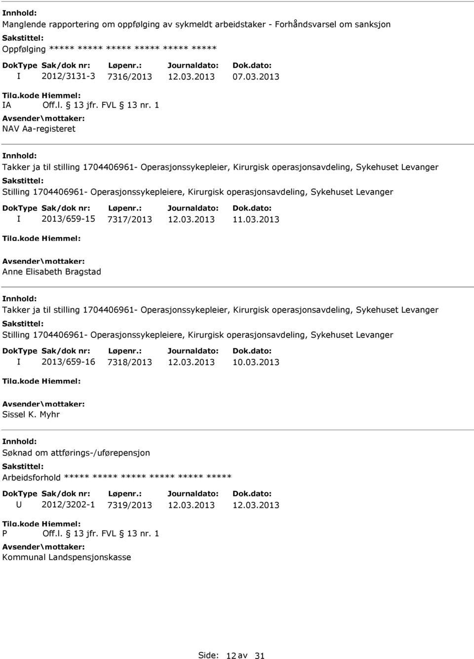 2013 Takker ja til stilling 1704406961- Operasjonssykepleier, Kirurgisk operasjonsavdeling, Sykehuset Levanger Stilling 1704406961- Operasjonssykepleiere, Kirurgisk operasjonsavdeling, Sykehuset