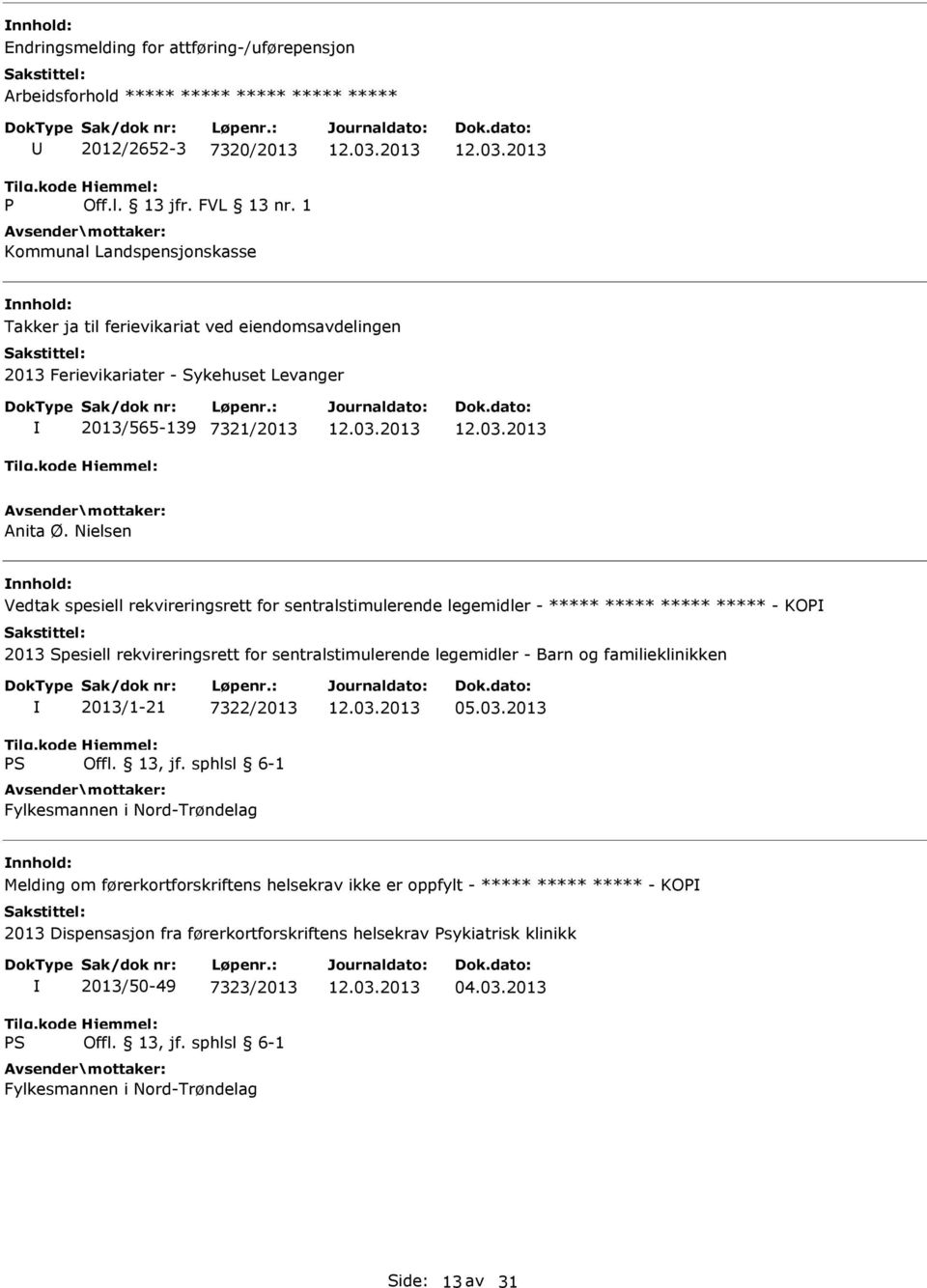 Nielsen Vedtak spesiell rekvireringsrett for sentralstimulerende legemidler - ***** ***** ***** ***** - KOP 2013 Spesiell rekvireringsrett for sentralstimulerende legemidler - Barn og