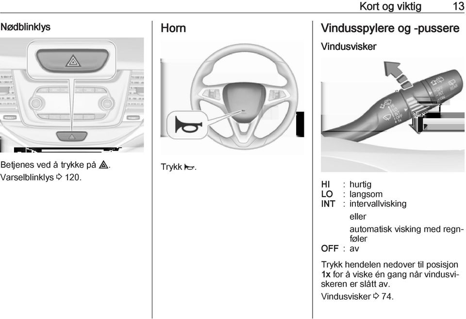 HI : hurtig LO : langsom INT : intervallvisking eller automatisk visking med