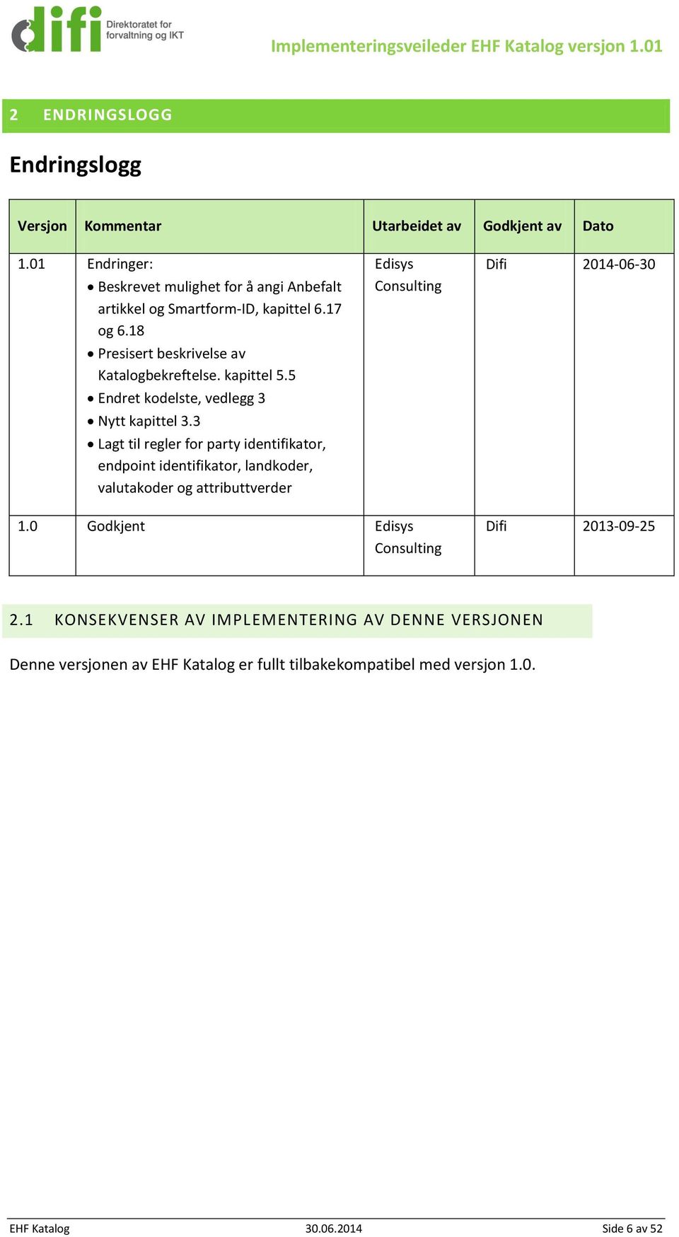 5 Endret kodelste, vedlegg 3 Nytt kapittel 3.