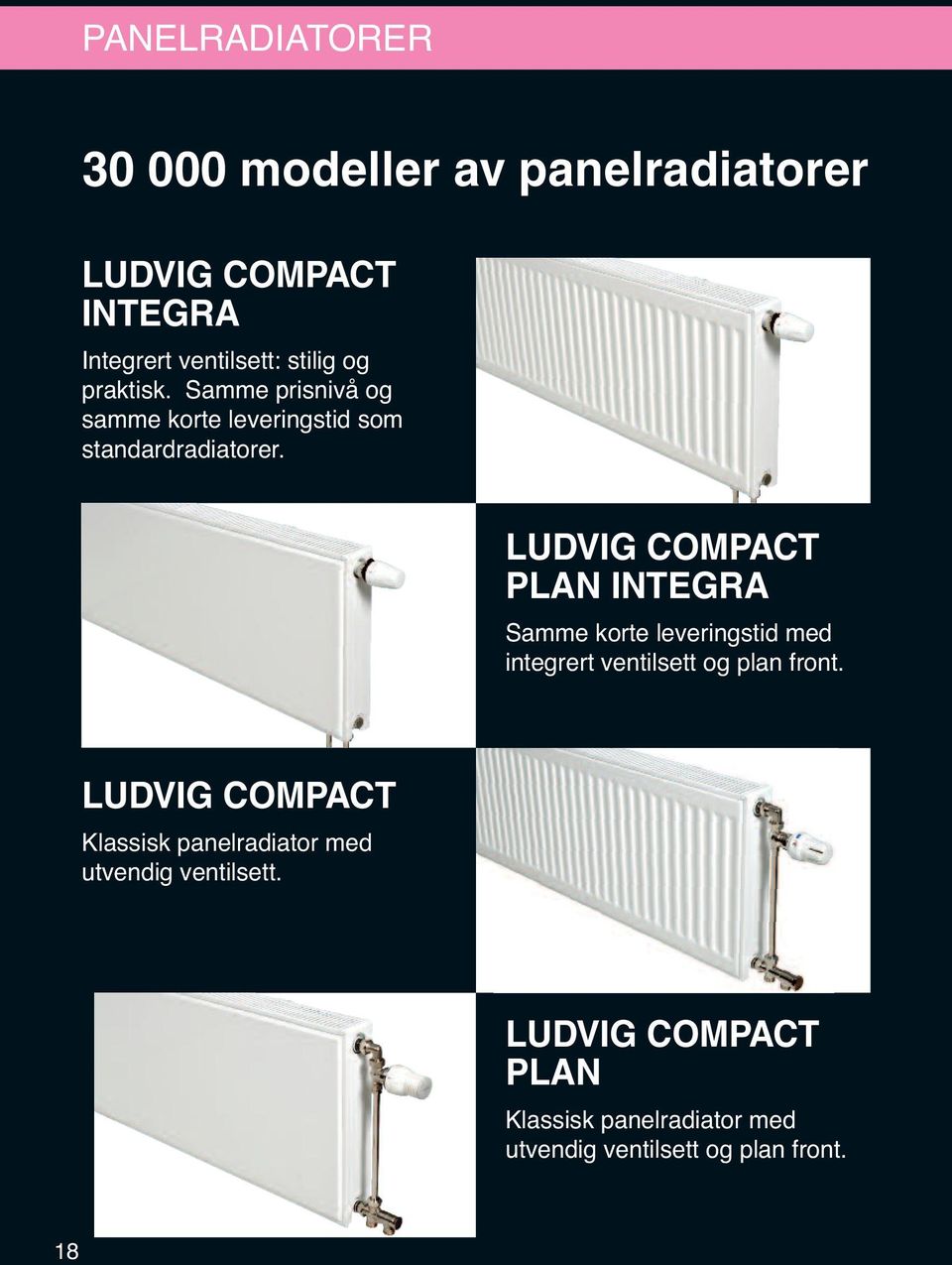 LUDVIG COMPACT PLAN INTEGRA Samme korte leveringstid med integrert ventilsett og plan front.