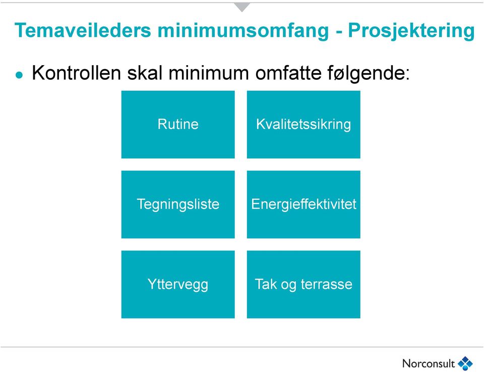 omfatte følgende: Rutine Kvalitetssikring