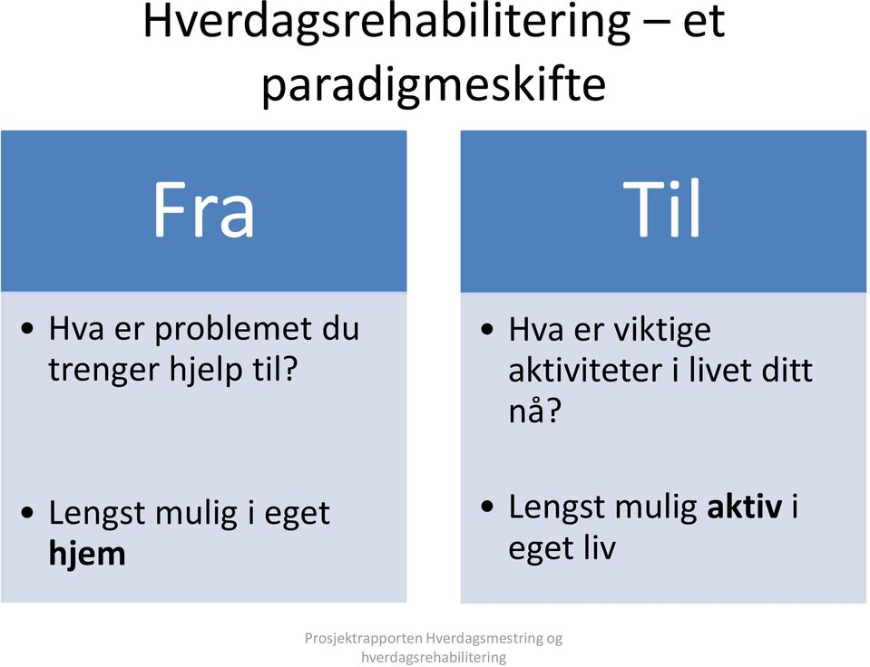 Lengst mulig i eget hjem Hva er viktige