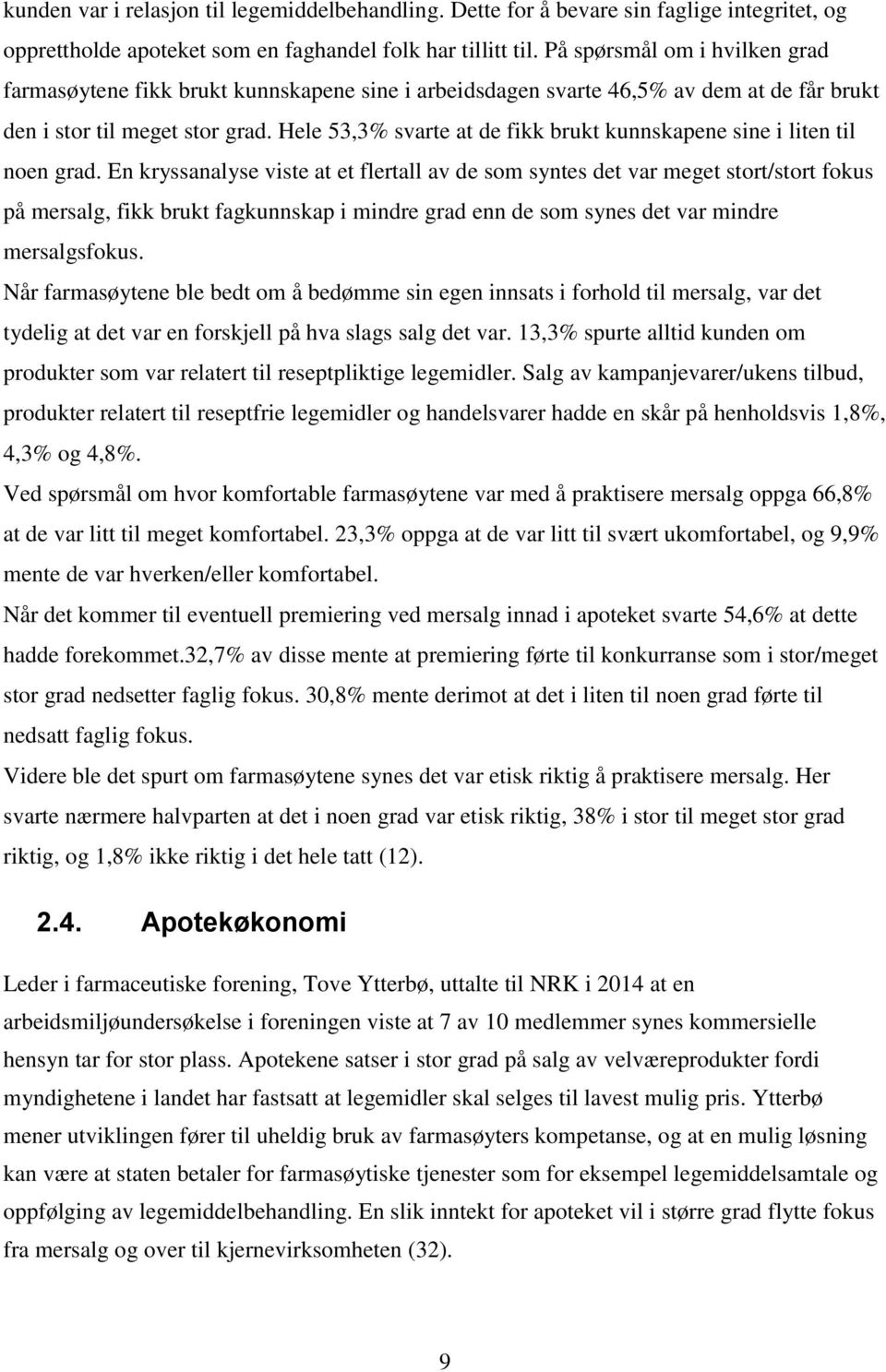 Hele 53,3% svarte at de fikk brukt kunnskapene sine i liten til noen grad.