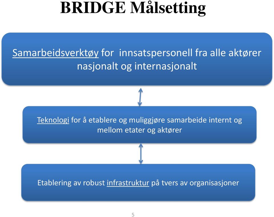 etablere og muliggjøre samarbeide internt og mellom etater og