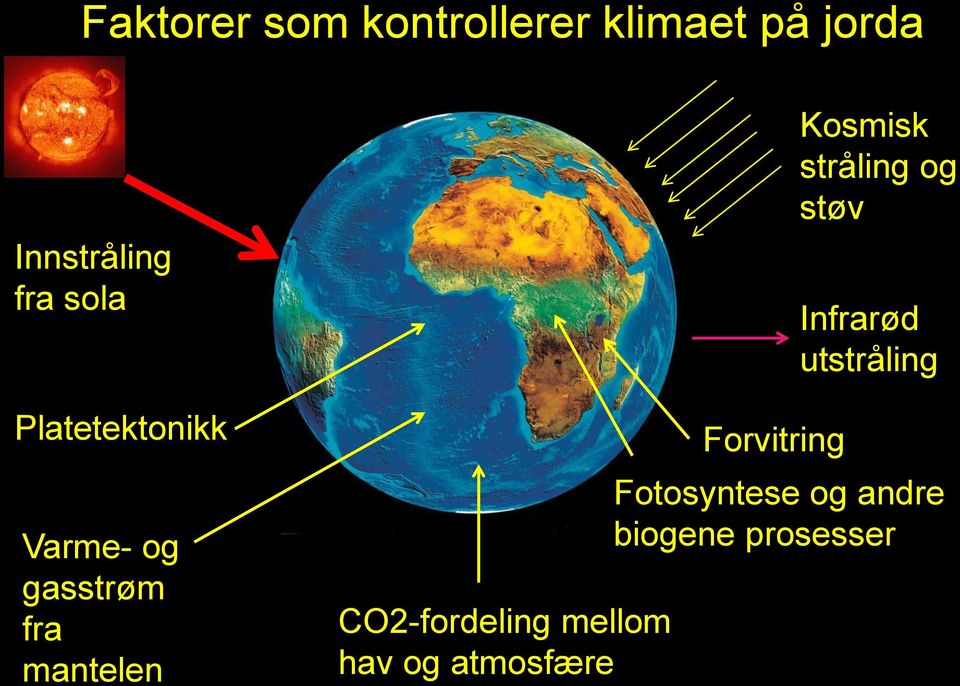 Platetektonikk Varme- og gasstrøm fra mantelen CO2-fordeling