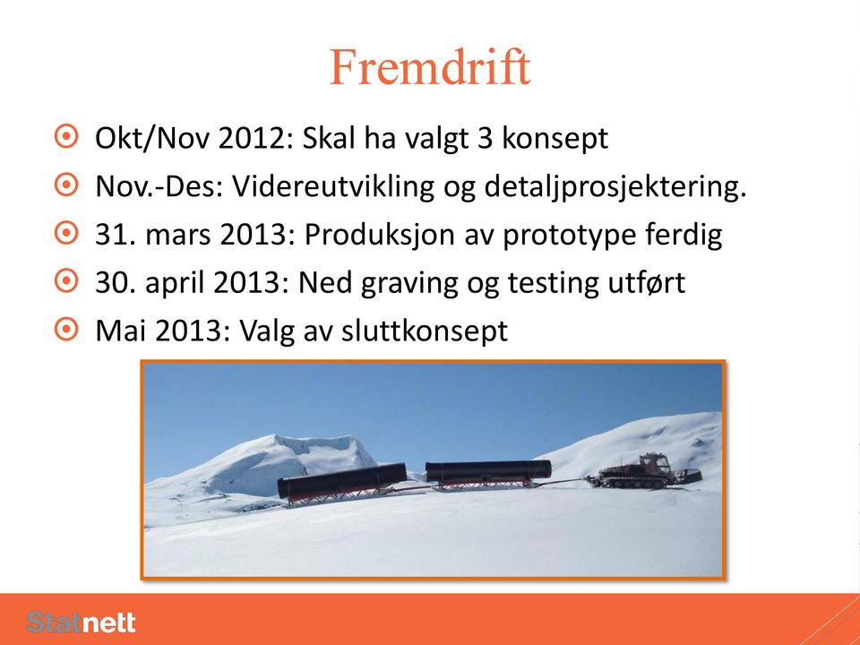 mars 2013: Produksjon av prototype ferdig 30.