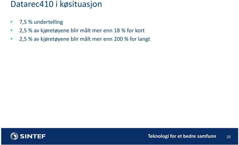 målt mer enn 18 % for kort 2,5 % av