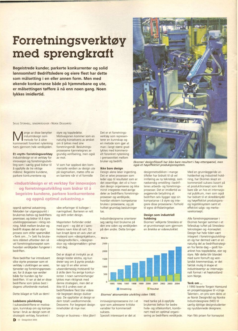 SKULE STORHEILL, SENIORRÅDGIVER I NORSK DESIGNRÅD Mange av disse benytter industridesign sonn metode for å sildre kommersielt forankret nytenking tvers gjennom hele verdikjeden.