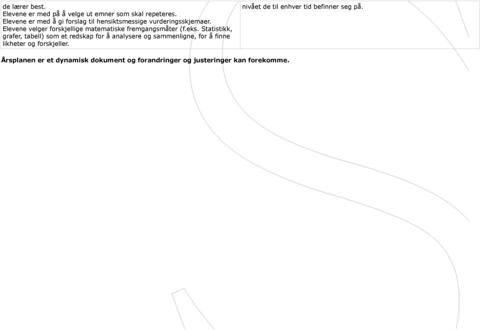 Elevene velger forskjellige matematiske fremgangsmåter (f.eks.