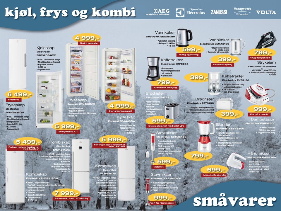 ZRA440CW 5 999,- Kapasitet: 395 liter Glasshyller Energiklasse A++ 5 499,Forleng matens holdbarhet med TwinTech 5 999,Forleng matens holdbarhet med TwinTech EN3481AOW TwinTech og MultiFlow - for