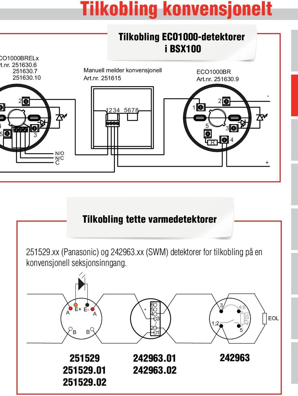 ECO000BR Art.nr. 0.9 78 R N/O N/C C Tilkobling tette varmedetektorer 9.