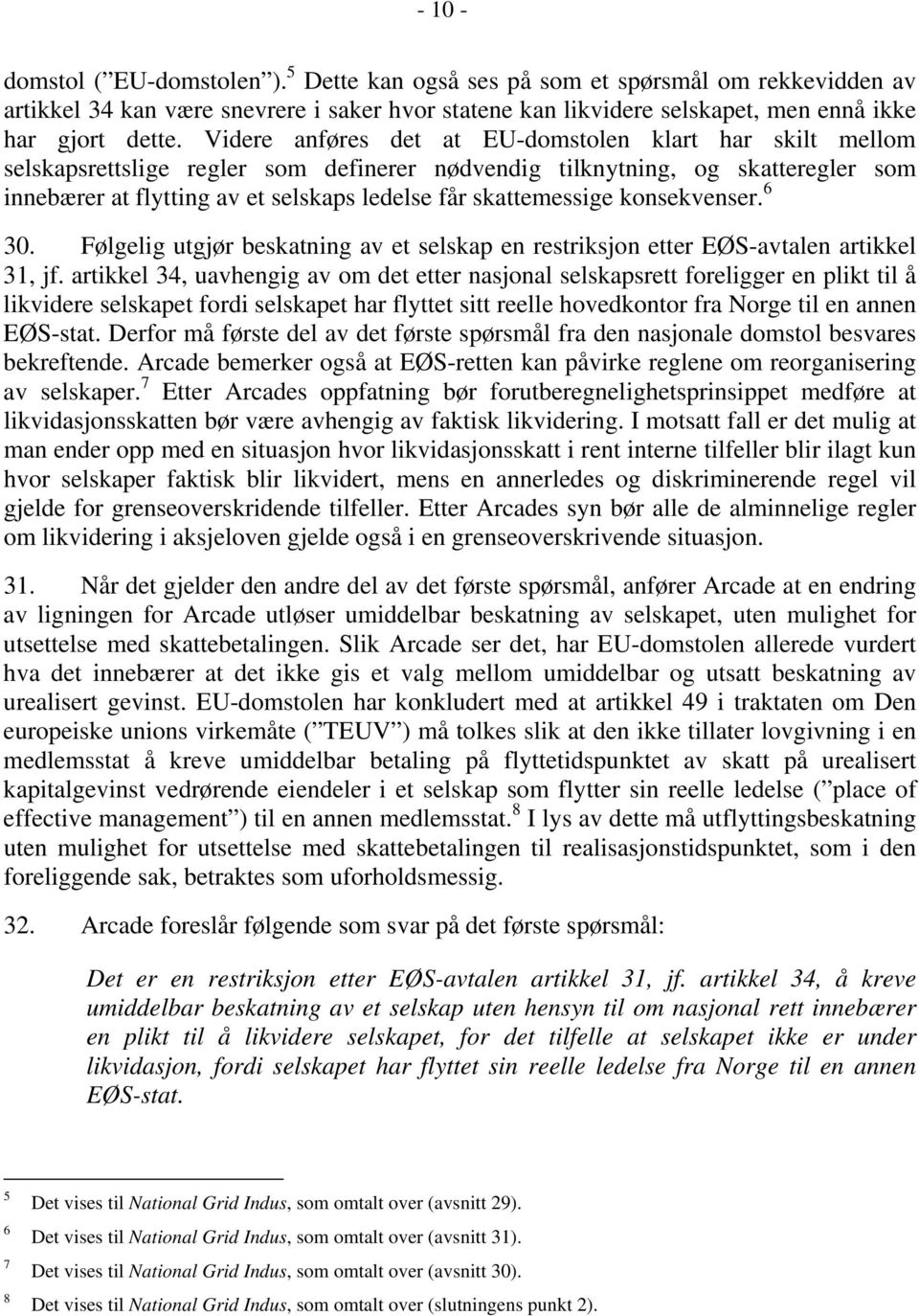 skattemessige konsekvenser. 6 30. Følgelig utgjør beskatning av et selskap en restriksjon etter EØS-avtalen artikkel 31, jf.