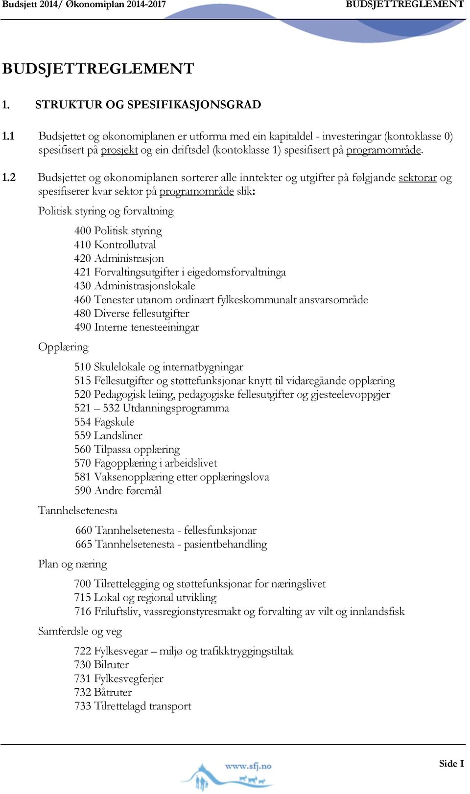 spesifisert på programområde. 1.