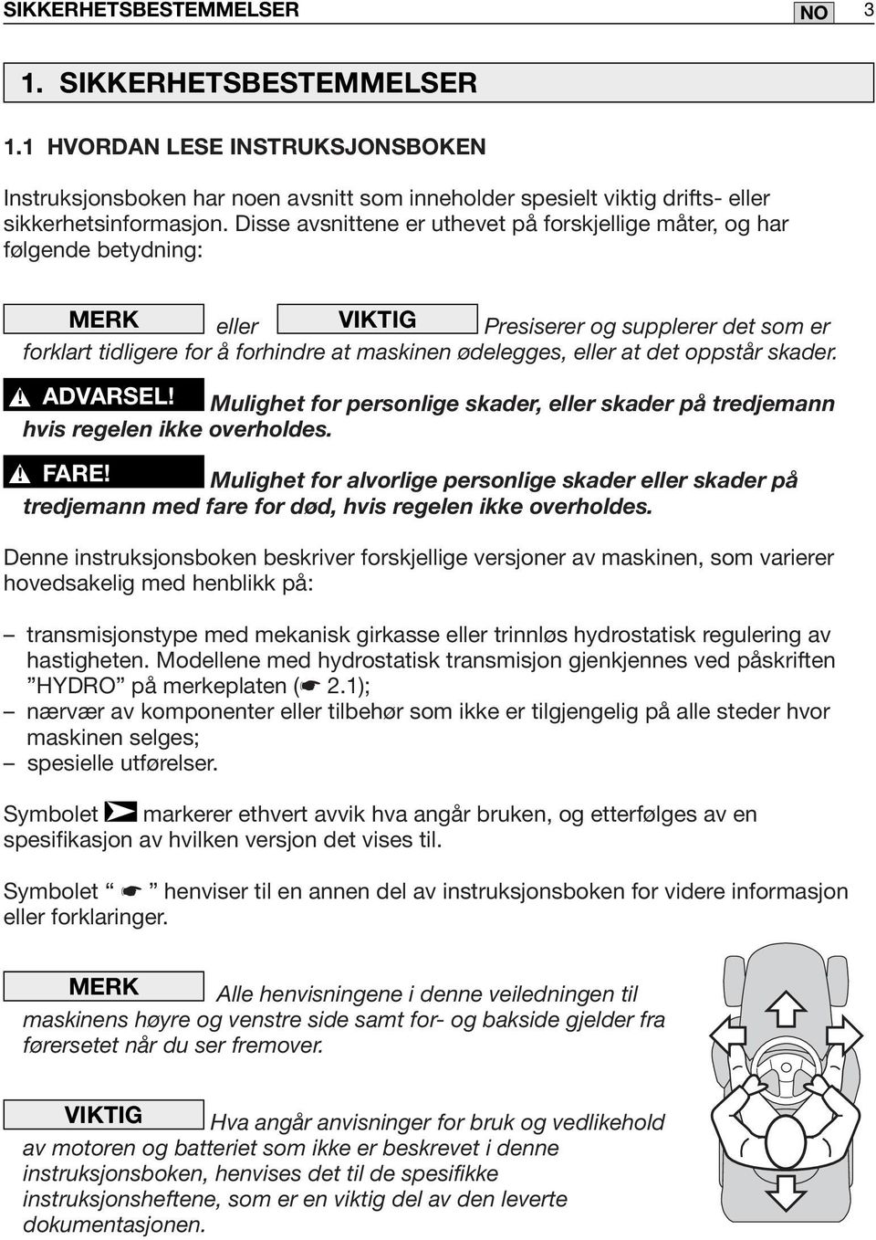 det oppstår skader.! ADVARSEL! Mulighet for personlige skader, eller skader på tredjemann hvis regelen ikke overholdes.! FARE!