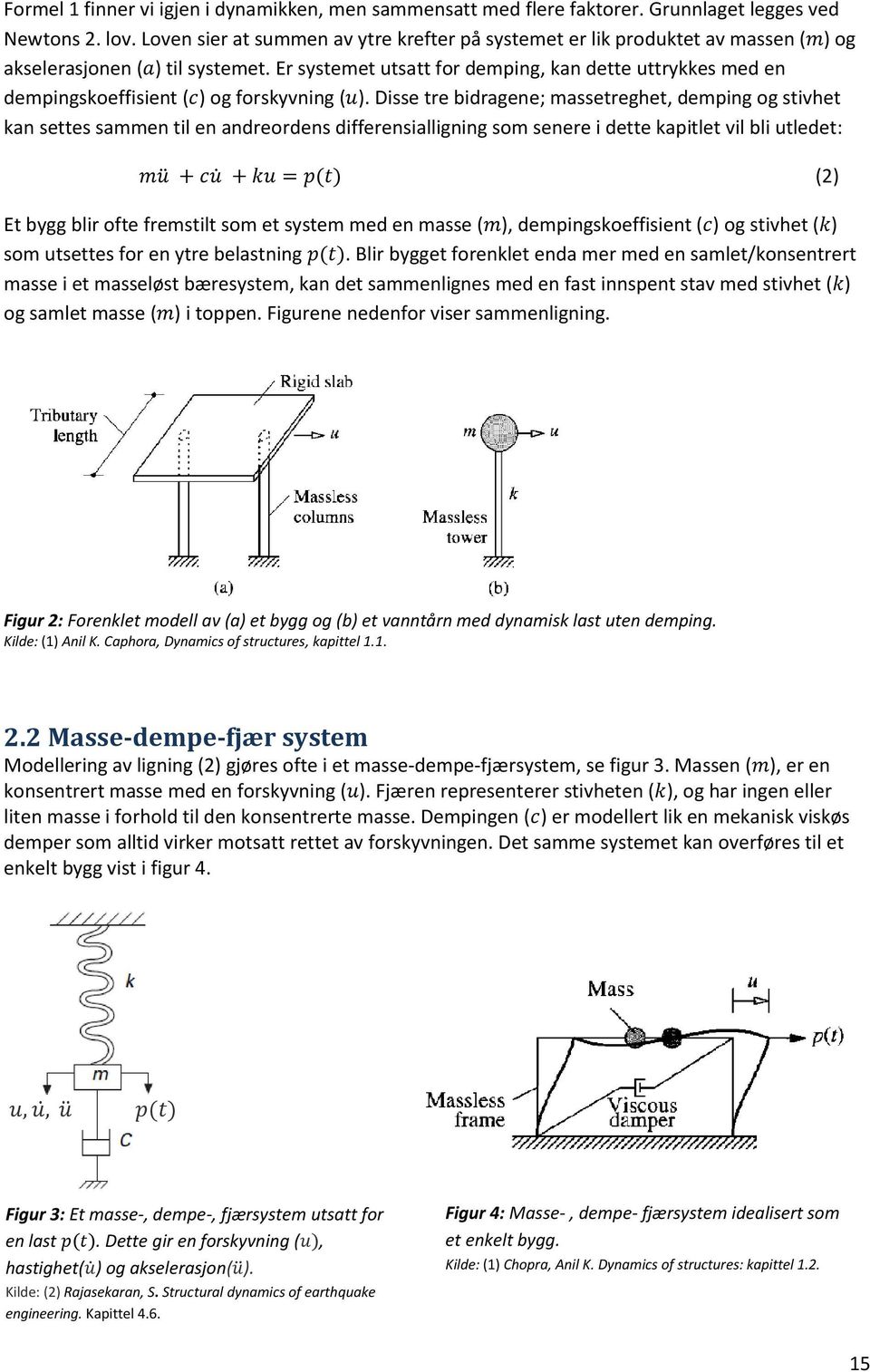 Er systemet utsatt for demping, kan dette uttrykkes med en dempingskoeffisient ( ) og forskyvning ( ).