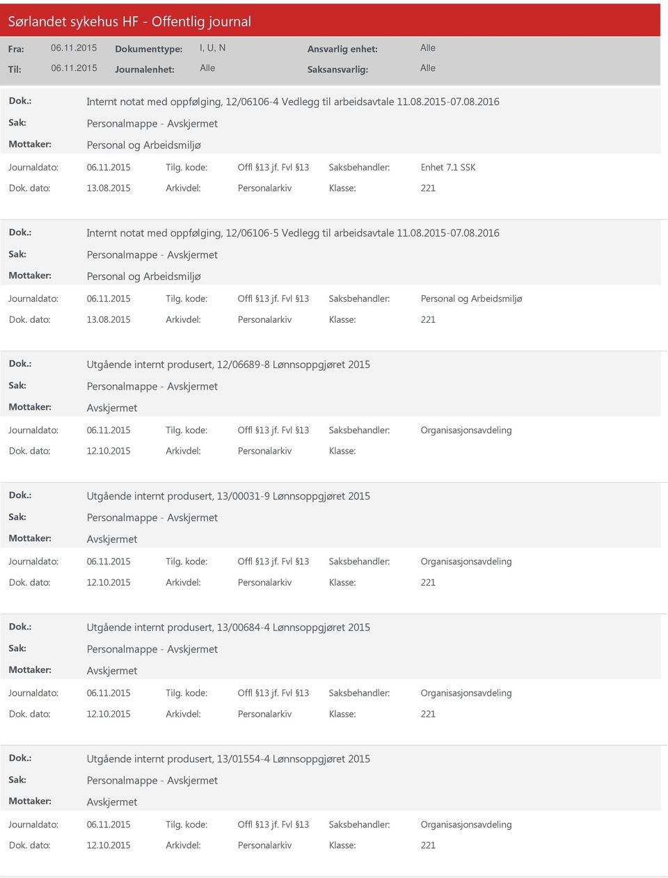 dato: 13.08.2015 Arkivdel: Personalarkiv tgående internt produsert, 12/06689-8 Lønnsoppgjøret 2015 Personalmappe - Dok. dato: 12.10.