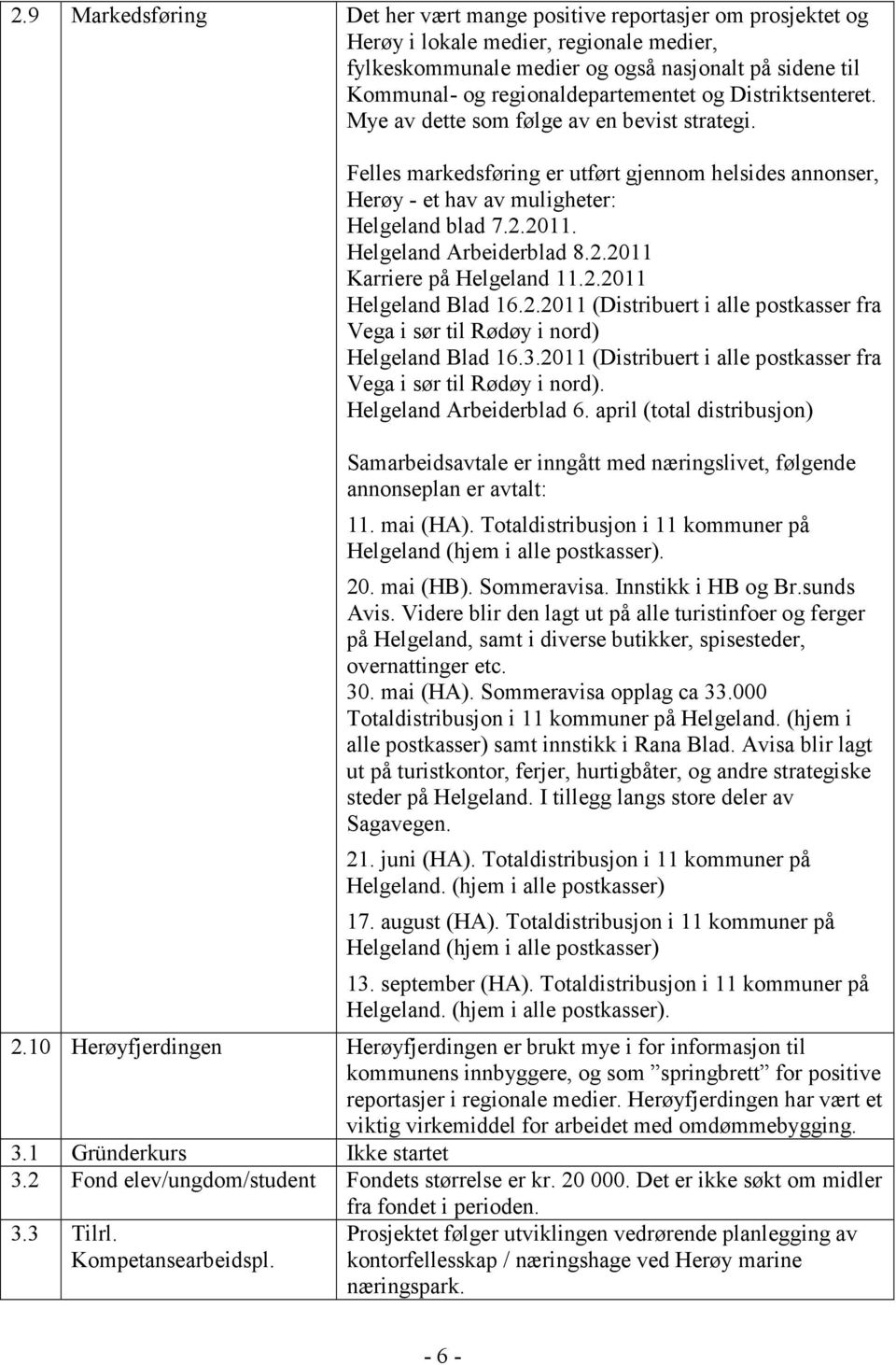 2011. Helgeland Arbeiderblad 8.2.2011 Karriere på Helgeland 11.2.2011 Helgeland Blad 16.2.2011 (Distribuert i alle postkasser fra Vega i sør til Rødøy i nord) Helgeland Blad 16.3.