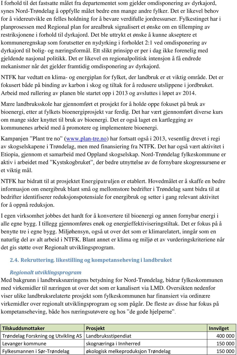 Fylkestinget har i planprosessen med Regional plan for arealbruk signalisert et ønske om en tillemping av restriksjonene i forhold til dyrkajord.