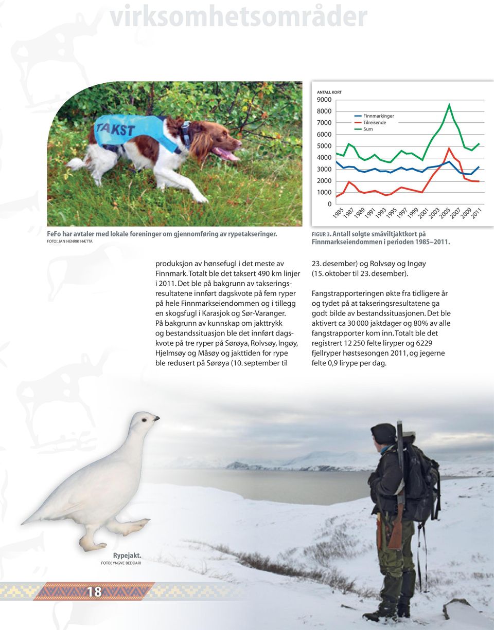 Det ble på bakgrunn av takseringsresultatene innført dagskvote på fem ryper på hele Finnmarkseiendommen og i tillegg en skogsfugl i Karasjok og Sør-Varanger.