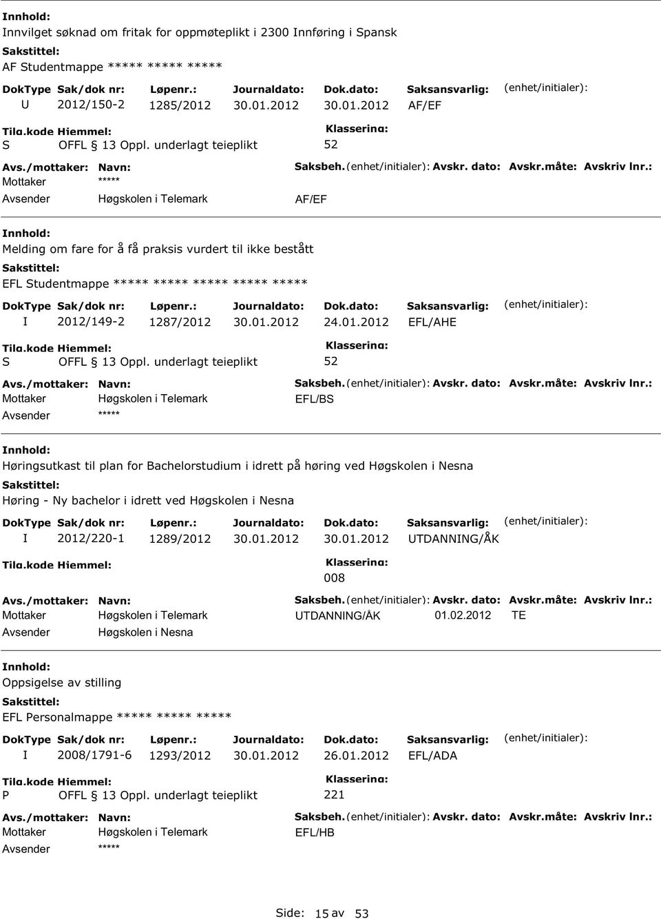 : EFL/B Høringsutkast til plan for Bachelorstudium i idrett på høring ved Høgskolen i Nesna Høring - Ny bachelor i idrett ved Høgskolen i Nesna 2012/220-1 1289/2012 TDANNNG/ÅK 008 aksbeh. Avskr.