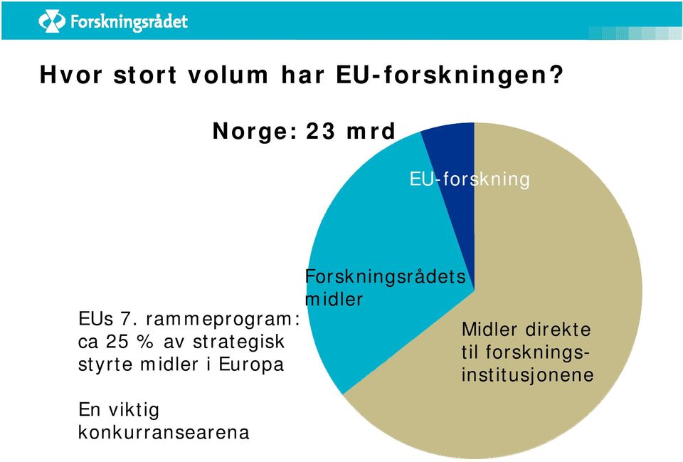 rammeprogram: ca 25 % av strategisk styrte midler i