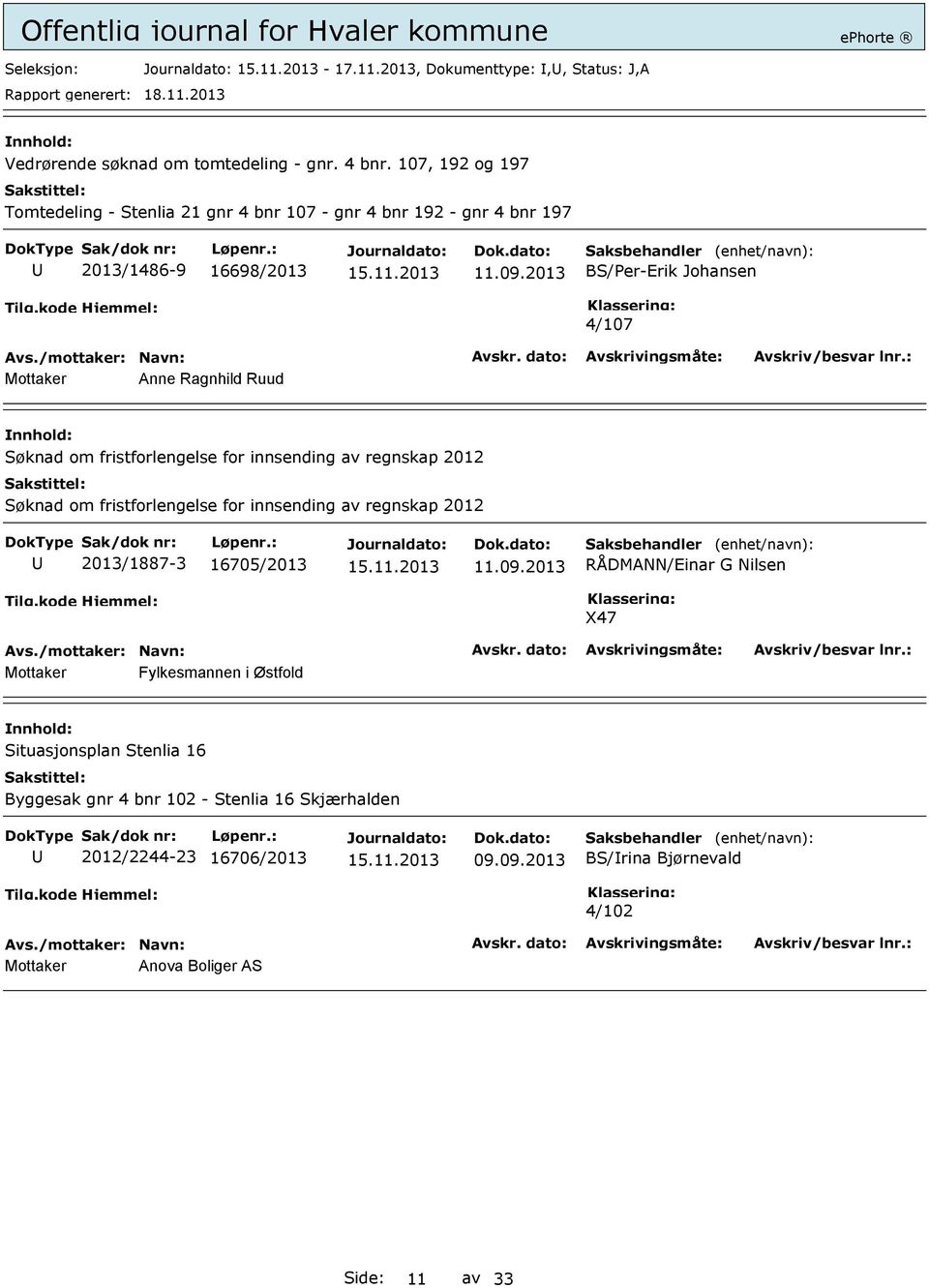 2013 BS/Per-Erik Johansen 4/107 Mottaker Anne Ragnhild Ruud Søknad om fristforlengelse for innsending av regnskap 2012 Søknad om fristforlengelse for innsending