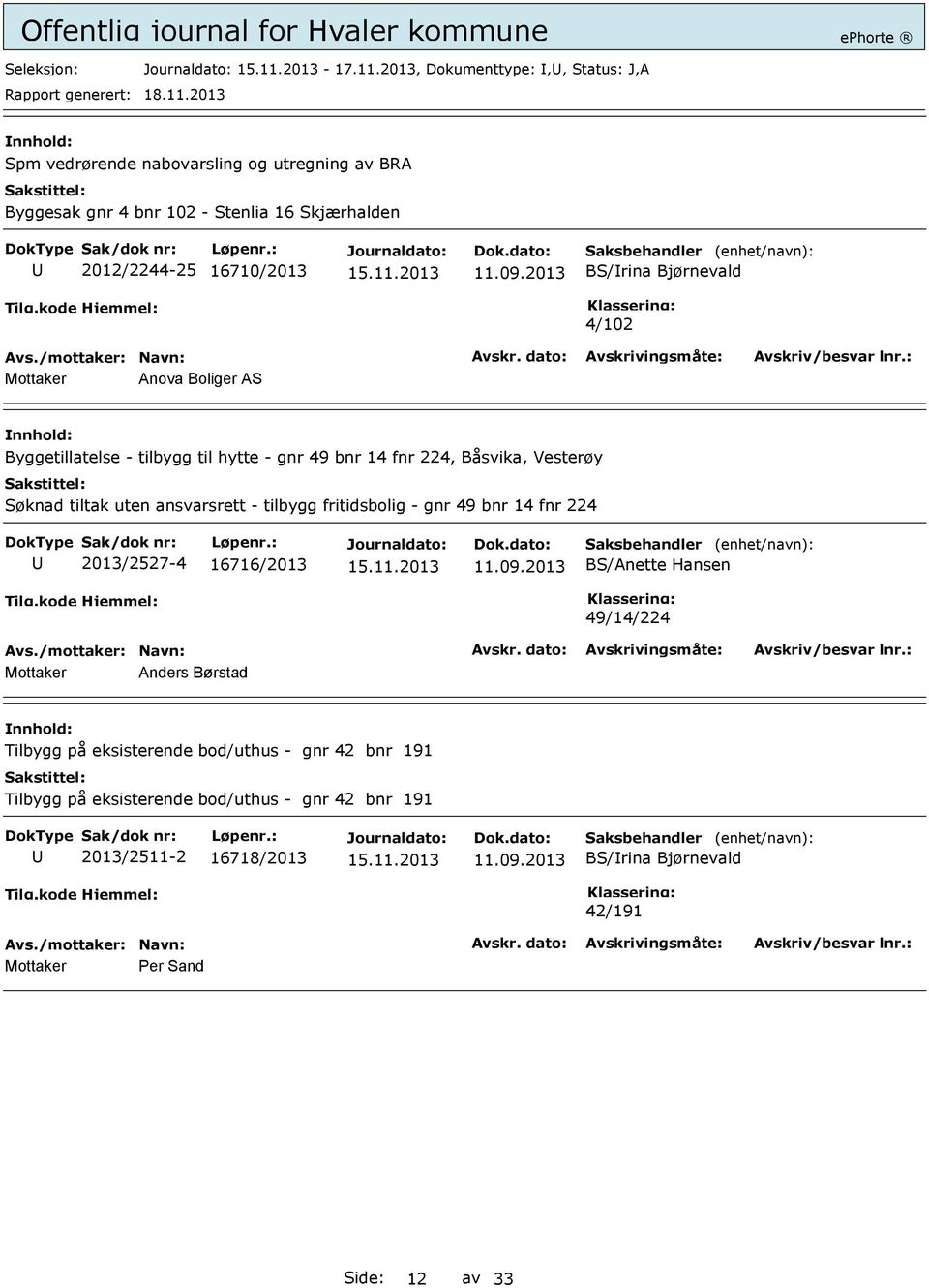 ansvarsrett - tilbygg fritidsbolig - gnr 49 bnr 14 fnr 224 2013/2527-4 16716/2013 11.09.