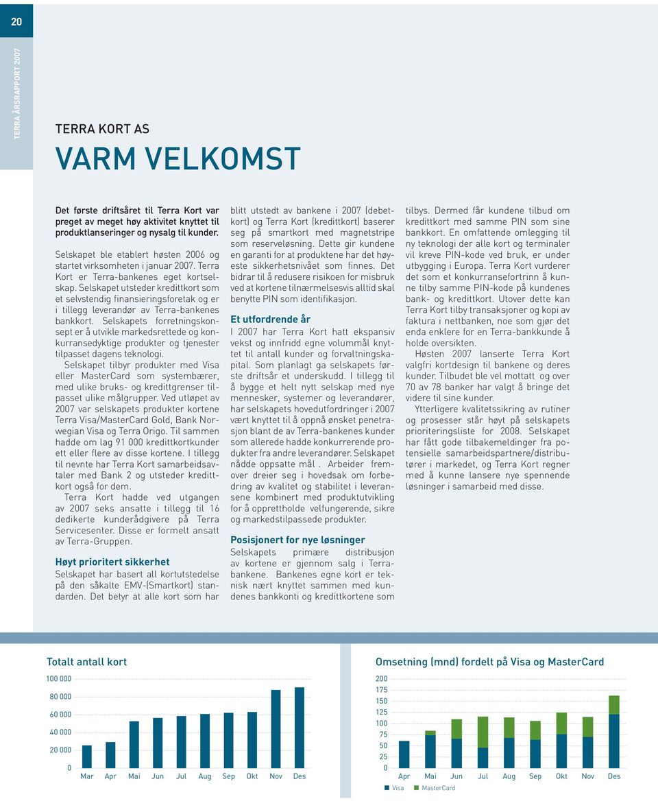 Selskapet utsteder kredittkort som et selvstendig finansieringsforetak og er i tillegg leverandør av Terra-bankenes bankkort.