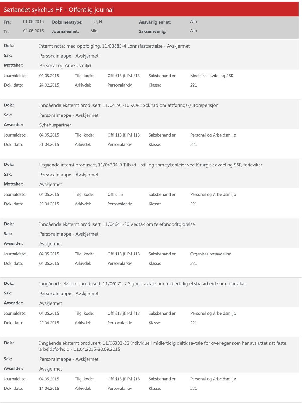 91-16 KOPI: Søknad om attførings-/uførepensjon Personalmappe - Sykehuspartner Dok. dato: 21.04.