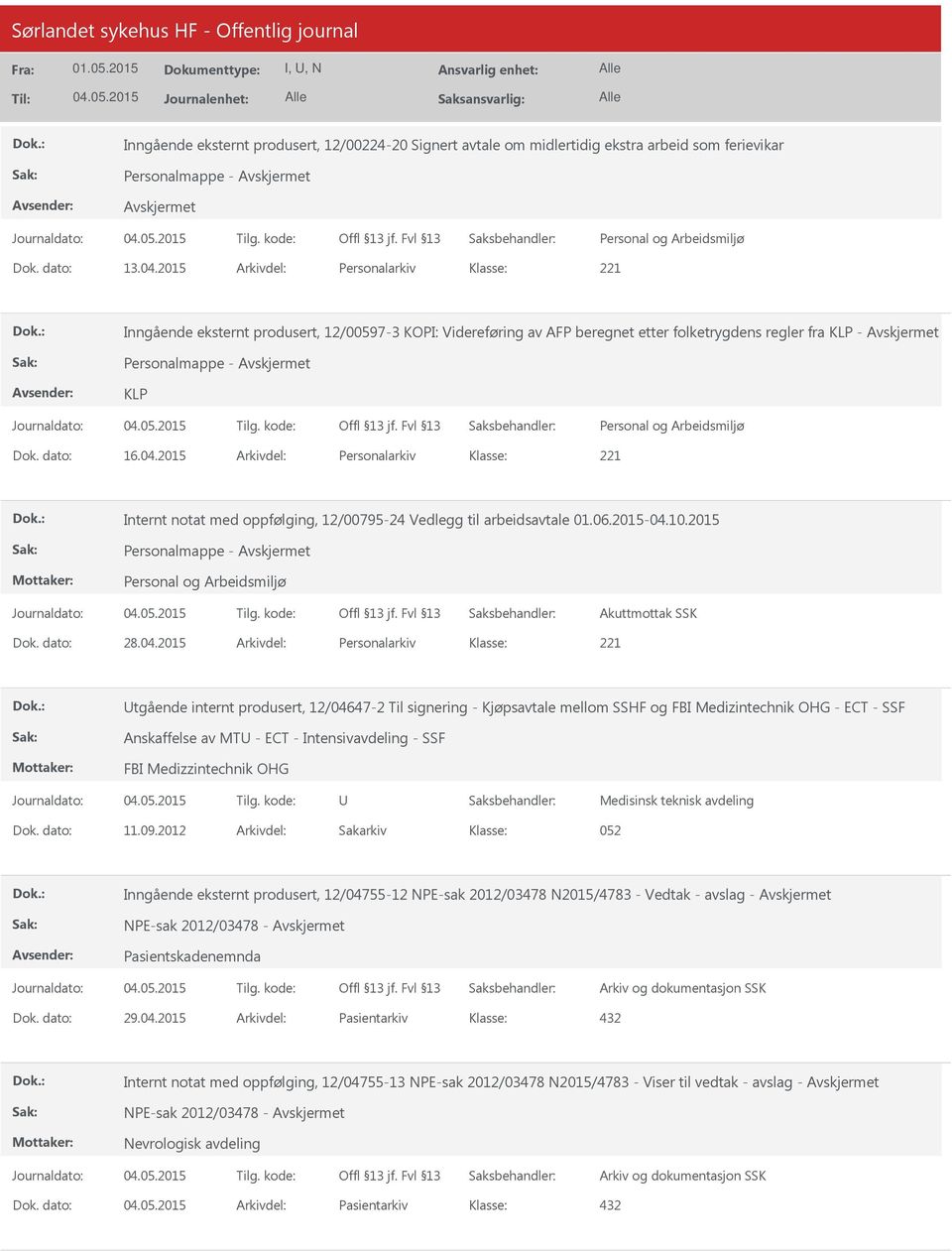 2015 Arkivdel: Personalarkiv Internt notat med oppfølging, 12/00795-24 Vedlegg til arbeidsavtale 01.06.2015-04.