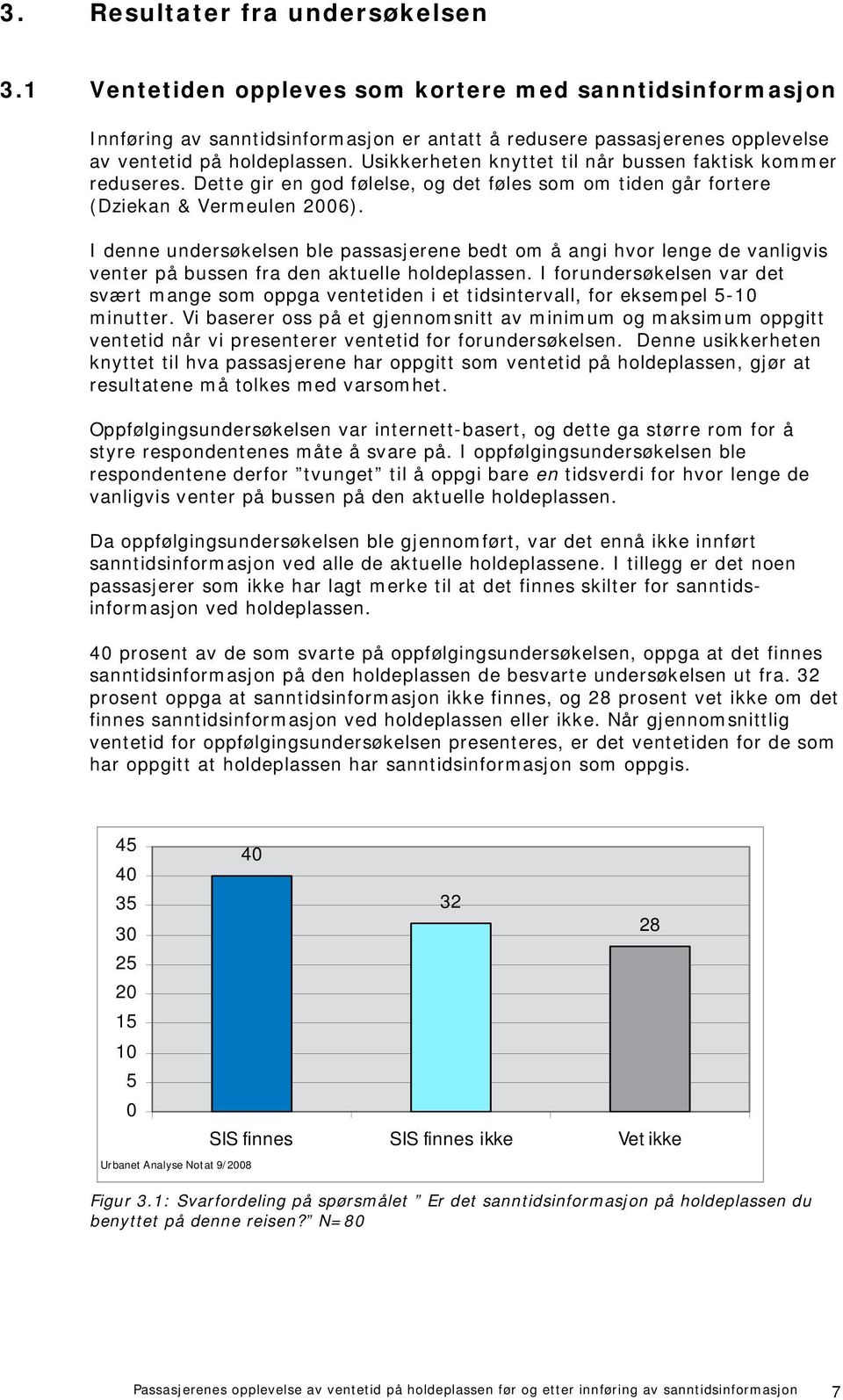 I denne undersøkelsen ble passasjerene bedt om å angi hvor lenge de vanligvis venter på bussen fra den aktuelle holdeplassen.