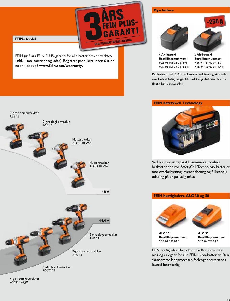 Ah-batteri Bestillingsnummer: 9 6 0 165 0 0 ( V) 9 6 0 16 0 0 (1, V) Ah-batteri Bestillingsnummer: 9 6 0 161 0 0 ( V) 9 6 0 160 0 0 (1, V) Batterier med Ah reduserer vekten og størrelsen betraktelig