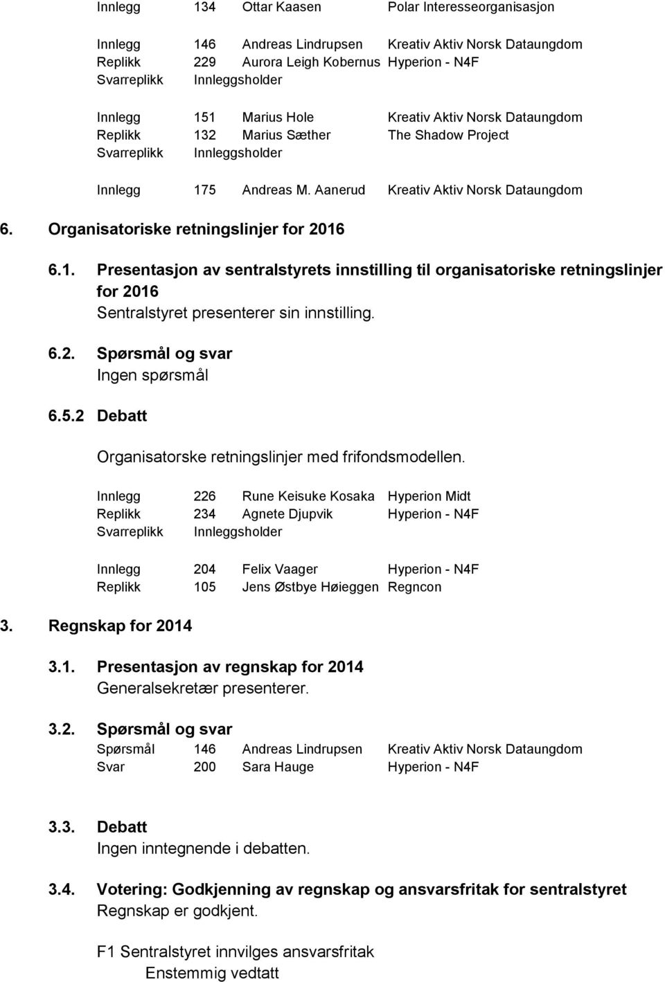 6.2. Spørsmål og svar Ingen spørsmål 6.5.2 Debatt Organisatorske retningslinjer med frifondsmodellen.