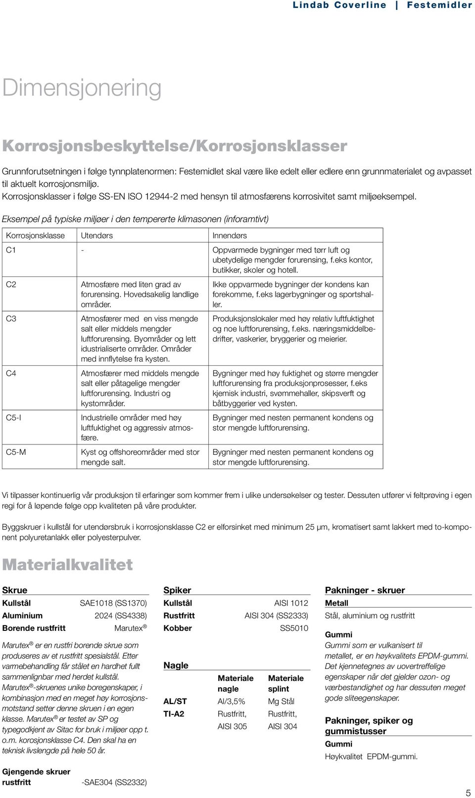 Eksempel på typiske miljøer i den tempererte klimasonen (inforamtivt) Utendørs Innendørs C1 - Oppvarmede bygninger med tørr luft og ubetydelige mengder forurensing, f.