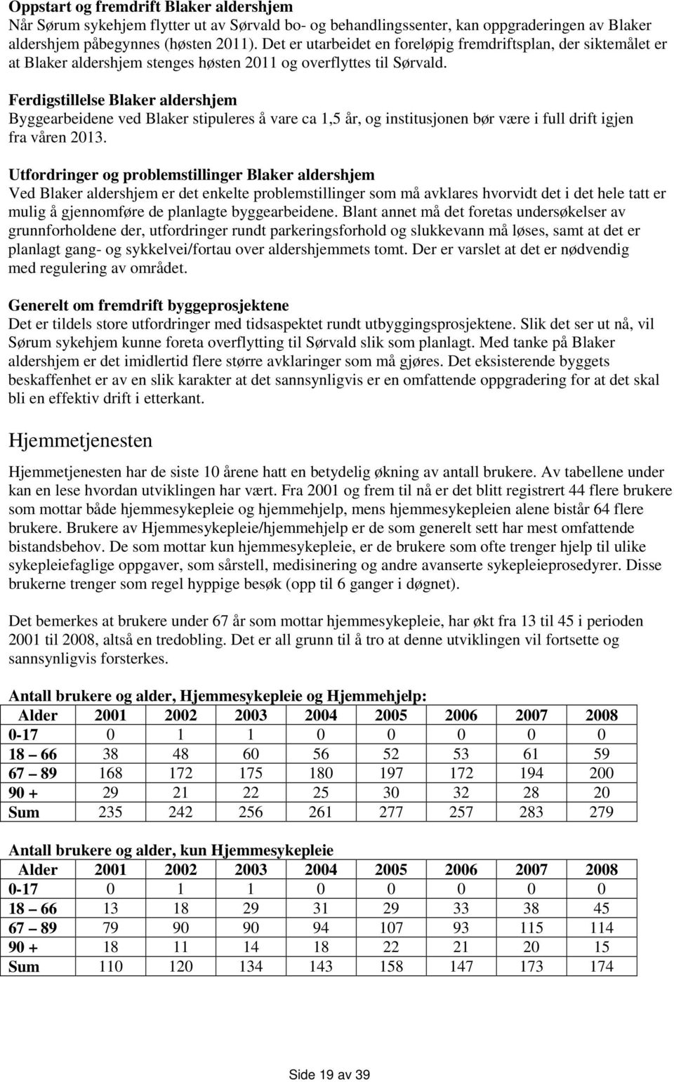 Ferdigstillelse Blaker aldershjem Byggearbeidene ved Blaker stipuleres å vare ca 1,5 år, og institusjonen bør være i full drift igjen fra våren 2013.